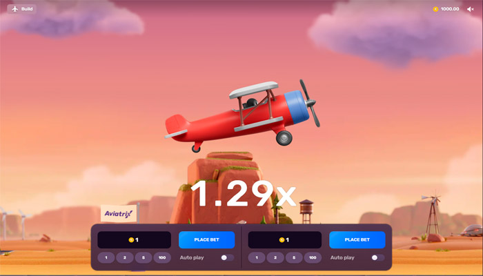 Интерфейс краш-игры Aviatrix — экран с растущим коэффициентом